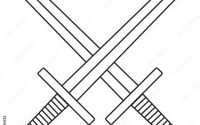 Two swords crossed drawing easy