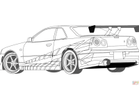 Nissan skyline drawing easy sillouette