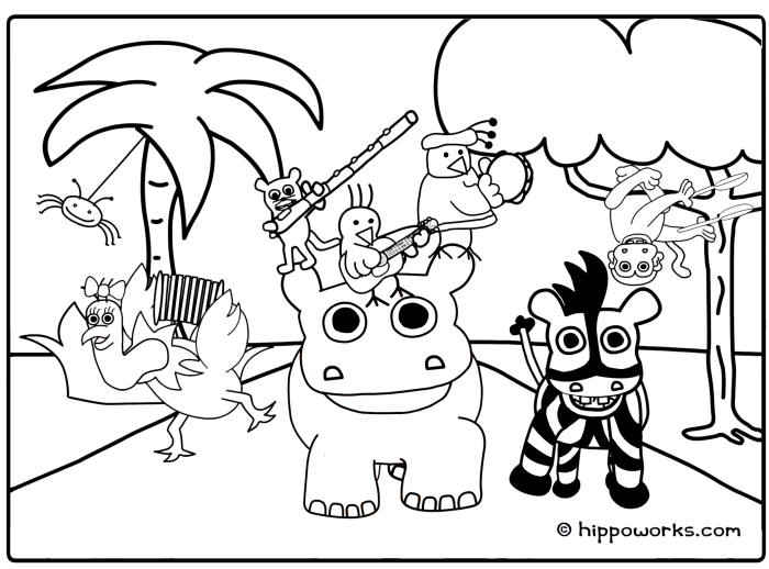 Jungle animals coloring pages preschool