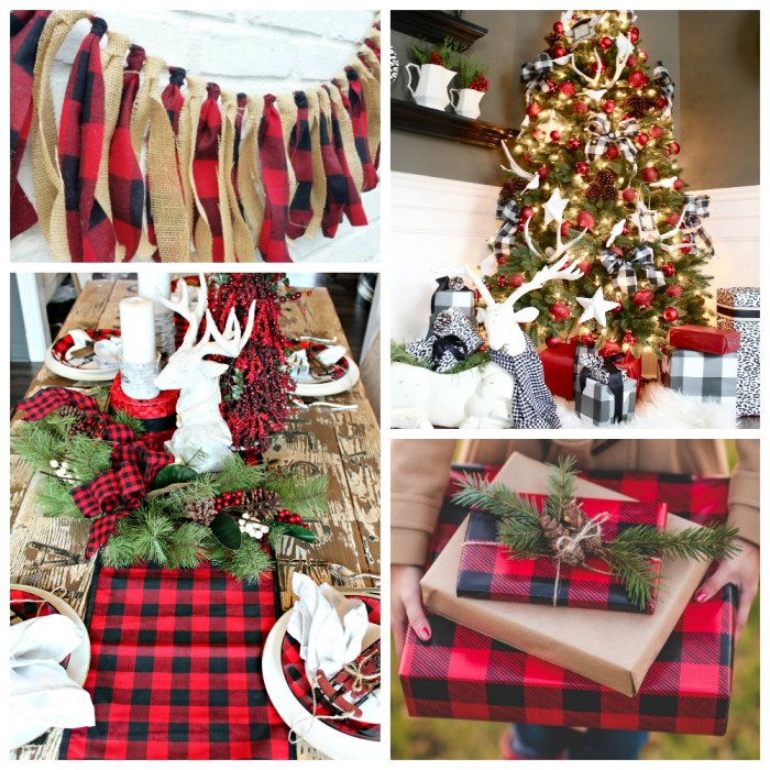 Black and white buffalo plaid christmas decor