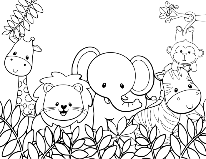 Coloring sheet of animals