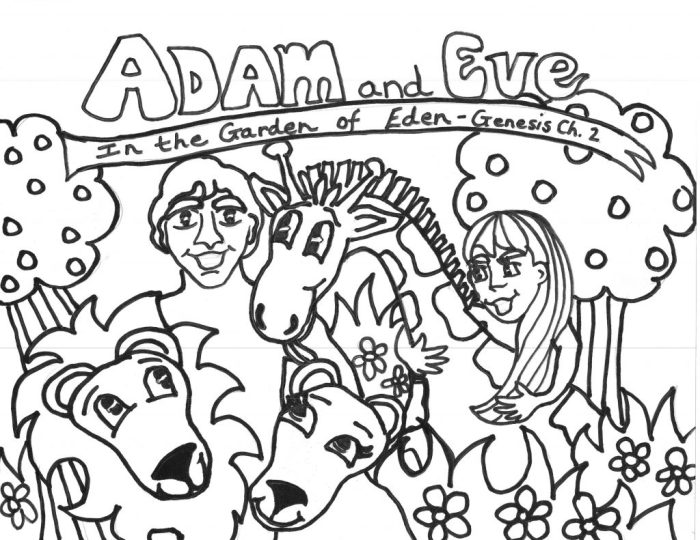 Adam and eve and animals coloring pages