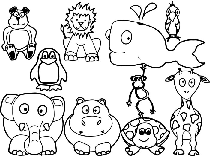 Coloring sheet of animals