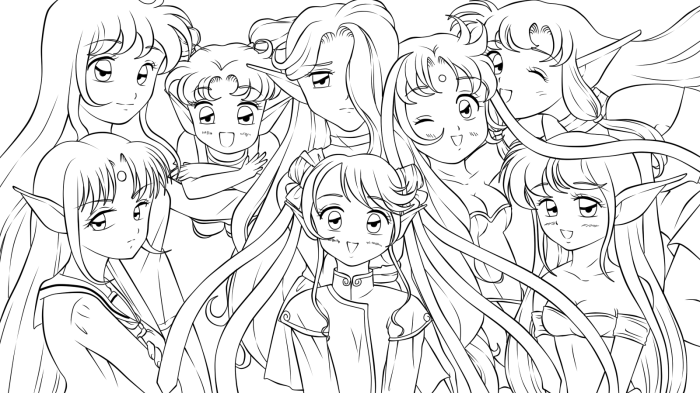 Coloring pages of anime grup