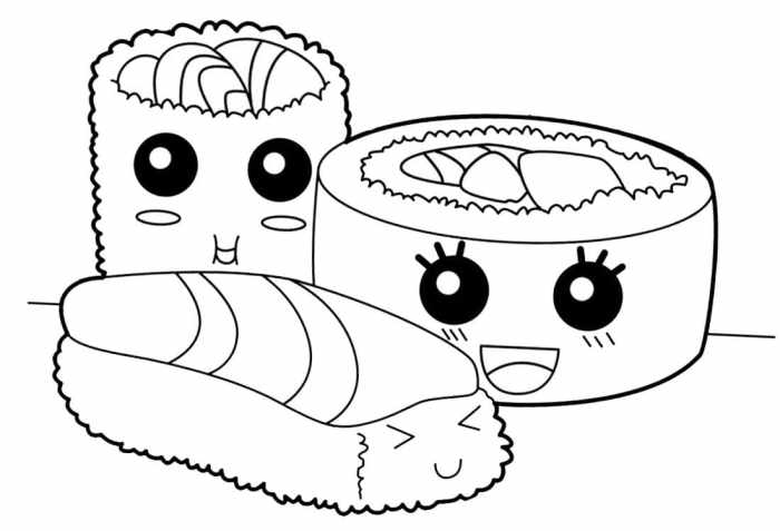 Coloring pages anime food girls