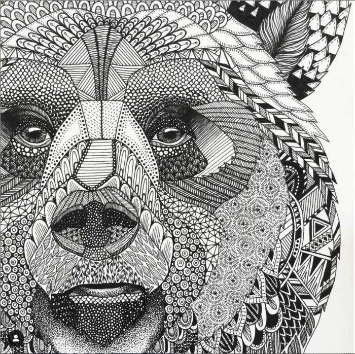 Animal zentangle coloring page