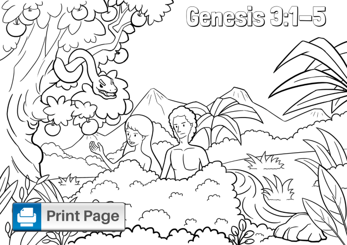 Adam and eve and animals coloring pages