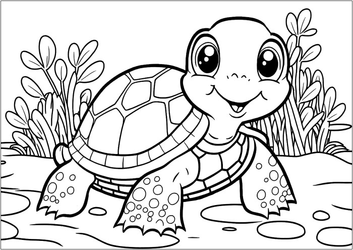 Cute animal coloring pages turtles with flowers