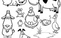 Cartoon farm animals coloring pages