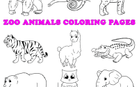 Coloring book pages of zoo animals