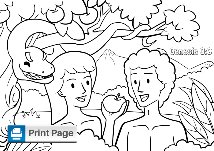 Adam eve coloring pages kids printable