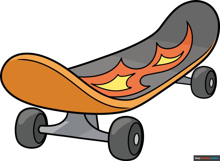 Easy drawing of a broken skateboard