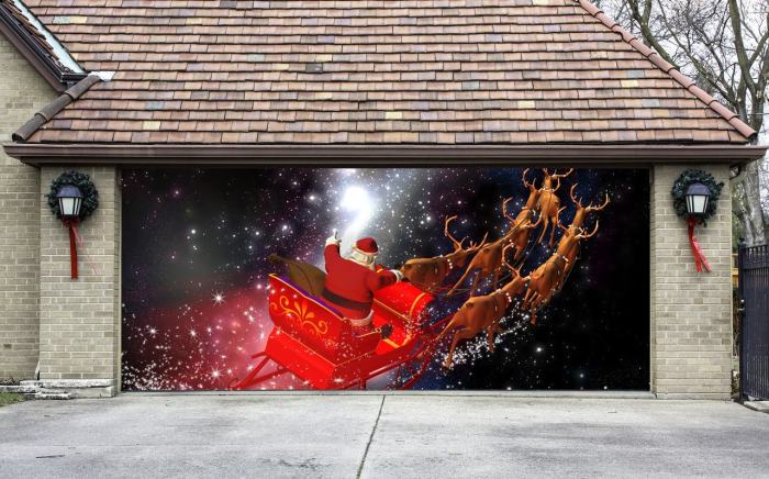 Garage door christmas decor