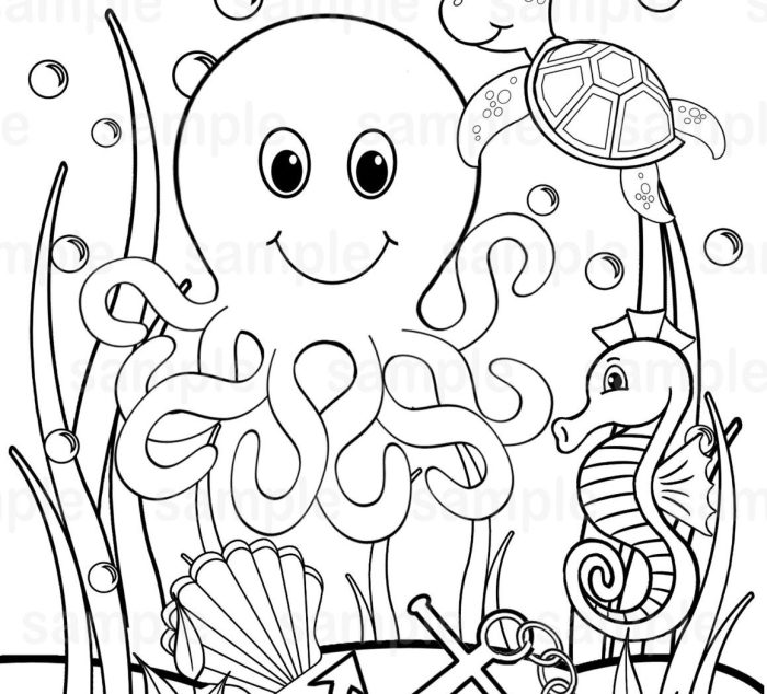 Cute baby sea animals coloring pages