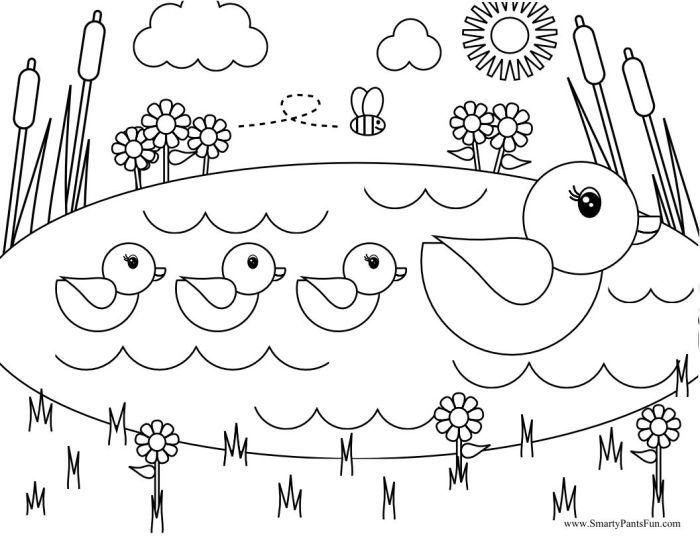 Pond animals coloring pages