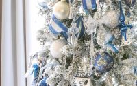 White and blue christmas tree decor