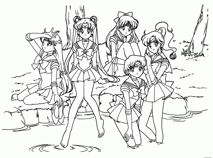 Coloring pages of anime grup